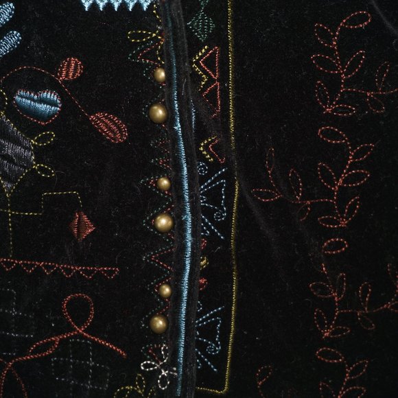 Chicos Velvet Embroidered Grommet Jacket 0 - Picture 7 of 12